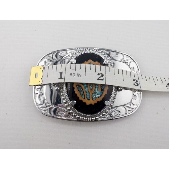 Vintage Western Turquoise‎ Mosaic Belt Buckle - Picture 2 of 5